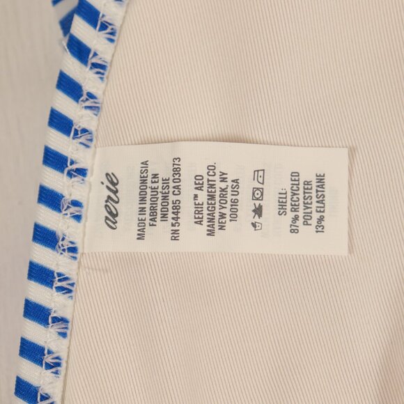 NWT Aerie Ruffle Longline Bikini Top in Blue Stripe - Picture 11 of 12